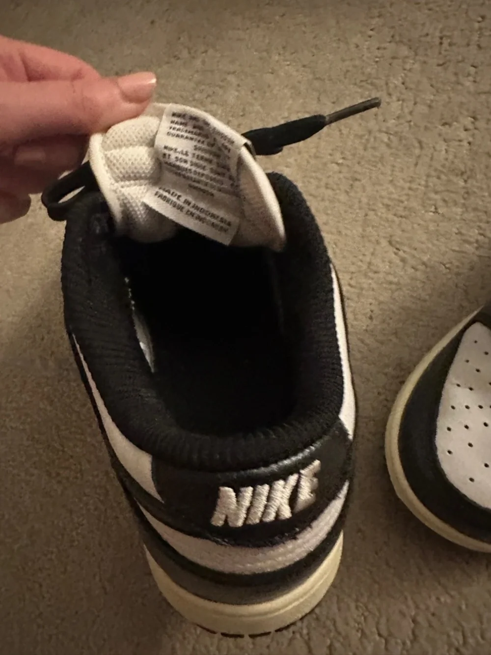 Nike Black & White Vintage Panda Dunk Sneakers - Picture 3 of 6